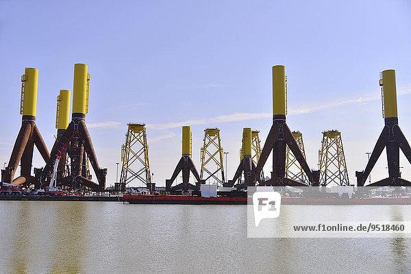 Components for offshore wind turbines  Container Terminal Bremerhaven  Bremerhaven  Bremen  Germany  Europe