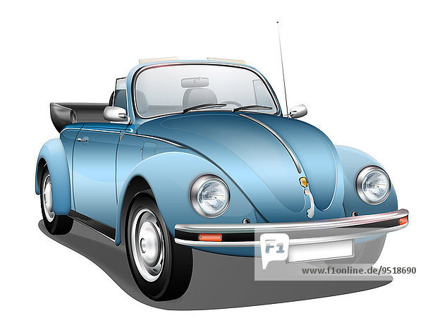 VW Käfer  deutscher Oldtimer als Cabriolet  Illustration