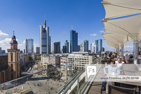 Terrace  Restaurant Leonhard's  view of the Financial District  Hauptwache in front  Frankfurt am Main  Hesse  Germany  Europe