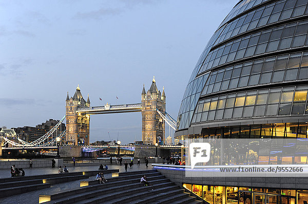 UK  London  City Hall and Tower Bridge