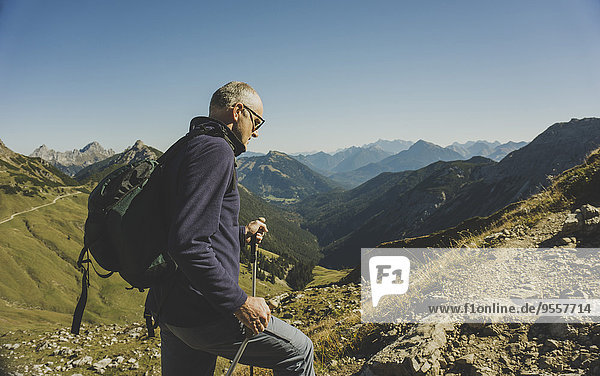 Austria  Tyrol  Tannheimer Tal  mature man hiking