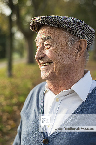 Happy senior man outdoors
