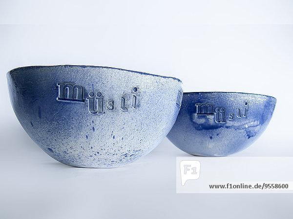 Blue muesli bowls