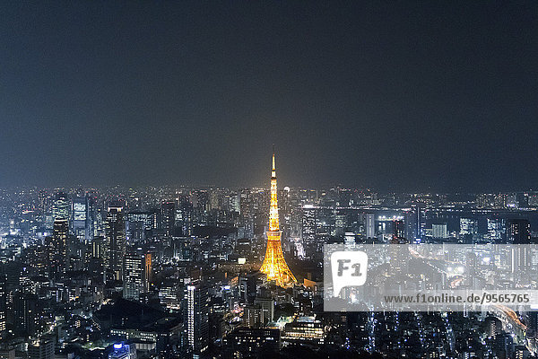 Stadtansicht,Stadtansichten,beleuchtet,Nacht,Himmel,Tokyo,Hauptstadt