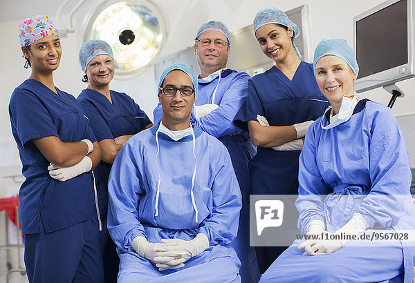 Group portrait of surgeons in hospital