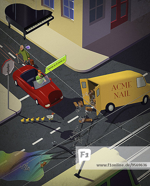 Risiken und Gefahren für Autofahrer und Fußgänger im Straßenverkehr