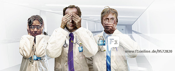 Drei Ärzte sehen nichts  hören nichts  sagen nichts