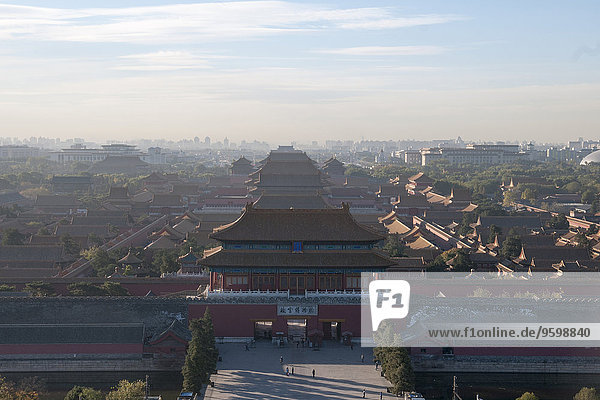 Hochwinkelansicht der Verbotenen Stadt  Peking  China