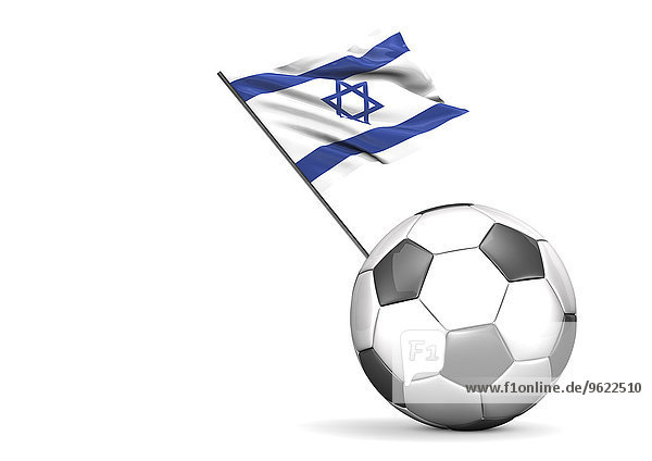 Fußball mit Flagge von Israel  3D Rendering