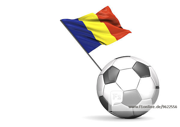 Fahne von Rumänien auf Fußball  Illustration