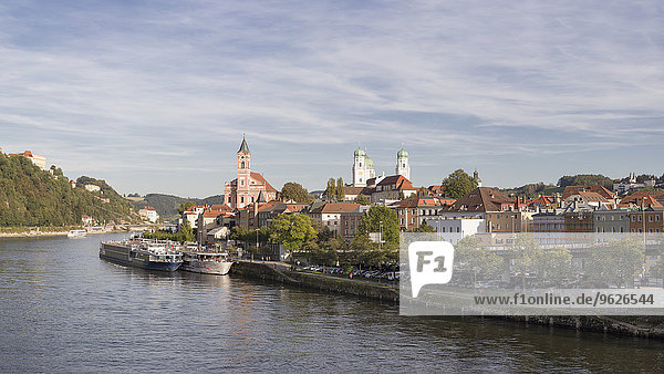 Germany  Bavaria  Passau  historic city center at River Danube  Panorama