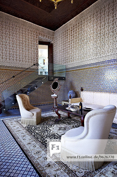 Marokko  Fes  Salon im Hotel Riad Fes
