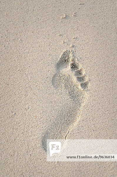 Footprint in sand on the beach