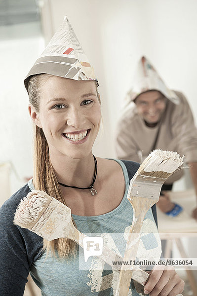 Woman renovating her home