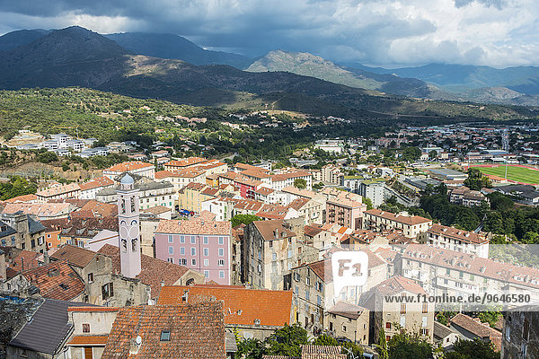 Stadtansicht von der der Zitadelle von Corte  Korsika  Frankreich  Europa