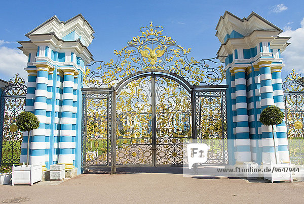 Tore zum Katharinenpalast  Zarendorf  Zarskoje Selo  Puschkin  Sankt Petersburg  Russland  Europa