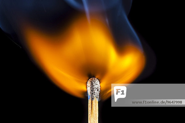 Freshly ignited match  flame at the match head
