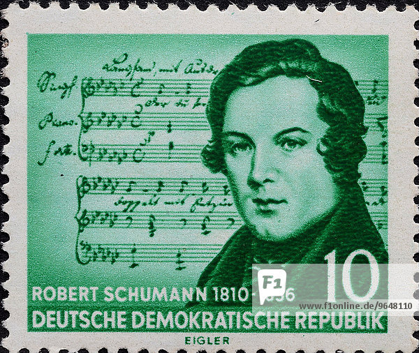 Robert Schumann deutscher Komponistr Porträt Briefmarke DDR 1956