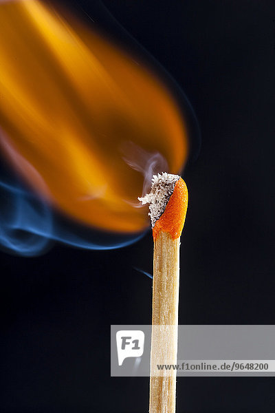 Freshly ignited match  flame at the match head