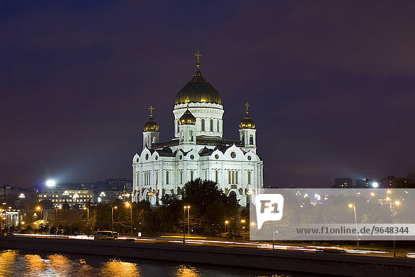Christ-Erlöser-Kathedrale bei Nacht  Moskau  Russland  Europa