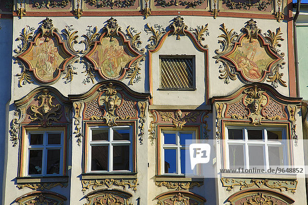 Prachtvolle Fassade  Kernhaus  Wasserburg am Inn  Oberbayern  Bayern  Deutschland  Europa