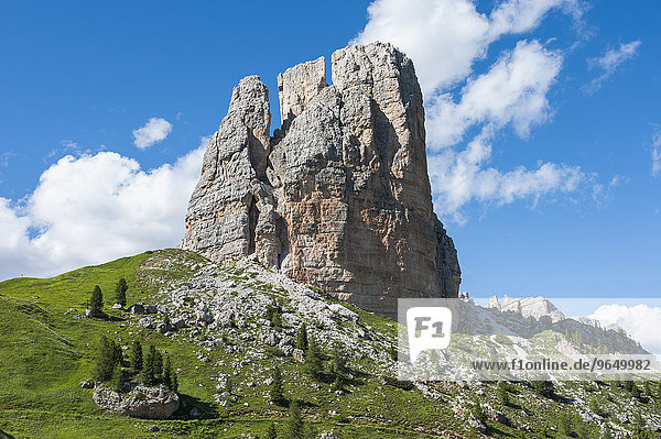 Torre Grande  2361 m  the largest peak of the Cinque Torri rock formation  Province of Belluno  Veneto  Dolomites  Cortina d'Ampezzo  Veneto  Italy  Europe