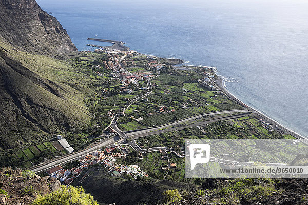 Coastal towns  Vueltas and La Calera  Valle Gran Rey  La Gomera  Canary Islands  Spain  Europe