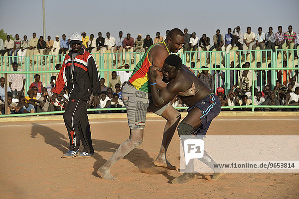 Nuba fighting  Nuba Wrestling  Haj Yusef district  Kharthoum  Sudan  Africa