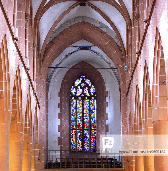 Mittelschiff und Ostfenster,  Heiliggeistkirche,  Heidelberg,  Baden-Württemberg,  Deutschland,  Europa