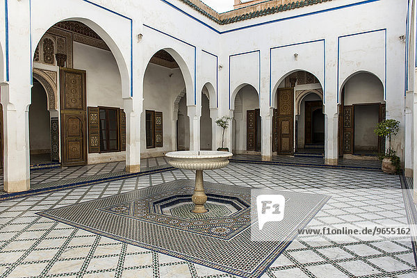 Bahia-Palast  Palais de la Bahia  Innenhof  Medina  Marrakesch  Marokko  Afrika