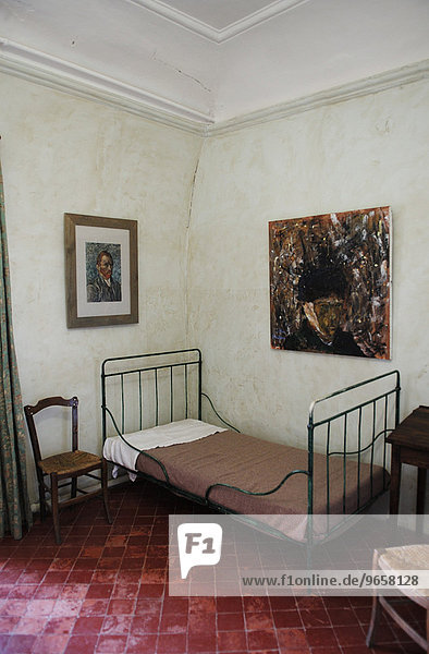 Reconstruction of Vincent Van Gogh's room in the St. Paul de Mausole Asylum on the outskirts of St. Rémy de Provence  France  Europe