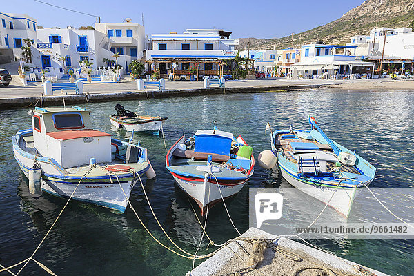 Fishing boats in the harbour  Finiki  Karpathos  Dodecanese  South Aegean  Greece  Europe