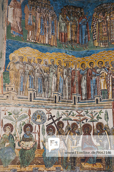 Christliche Wandmalerei  Kloster Vorone?  UNESCO Weltkulturerbe  Bucovina  Rumänien  Europa