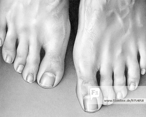 Nahaufnahme Bleistiftzeichnung von Füßen