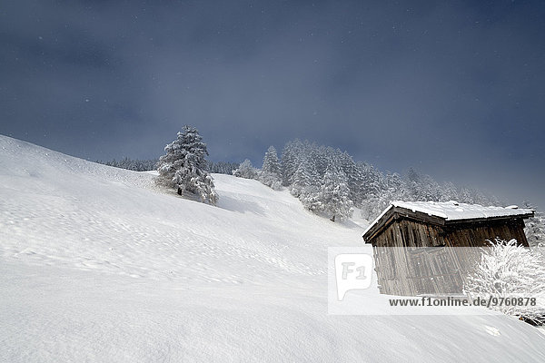 Österreich  Tirol  Matrei am Brenner  Hütte im Schnee