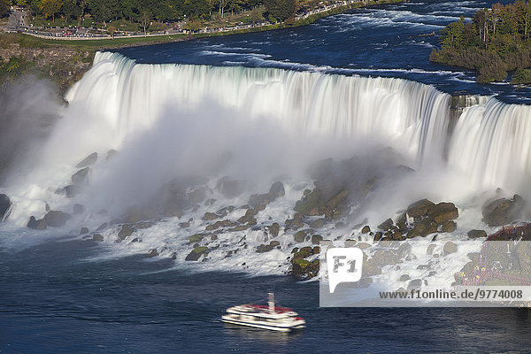 View of The American and Bridal Veil Falls  Niagara Falls  Niagara  border of New York State  United States of America  and Ontario  Canada  North America