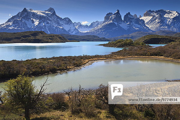 Nationalpark spät Nachmittag Lake Pehoe See Chile Patagonien Südamerika