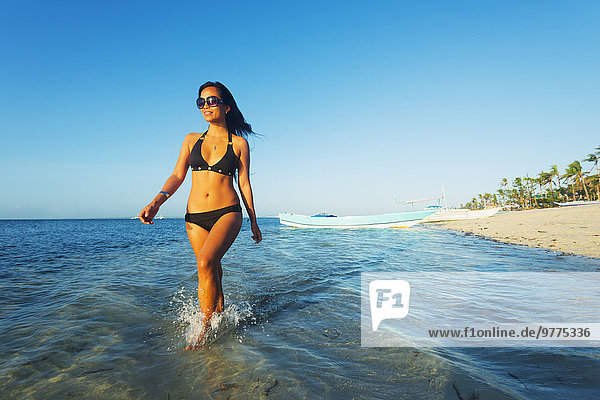 Girl on Bounty Beach  Malapascua Island  Cebu  The Visayas  Philippines  Southeast Asia  Asia