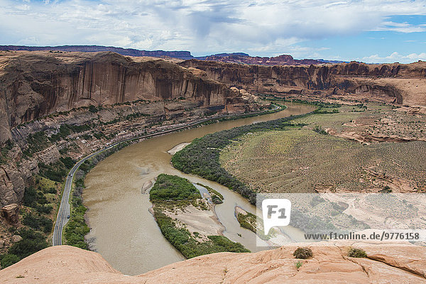 Amerika folgen über Fluss Nordamerika Ansicht Verbindung Slickrock Trail Colorado Moab Utah