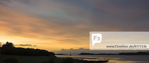 Europa Sonnenuntergang Großbritannien Boot Meer Einsamkeit See Schottland Skye