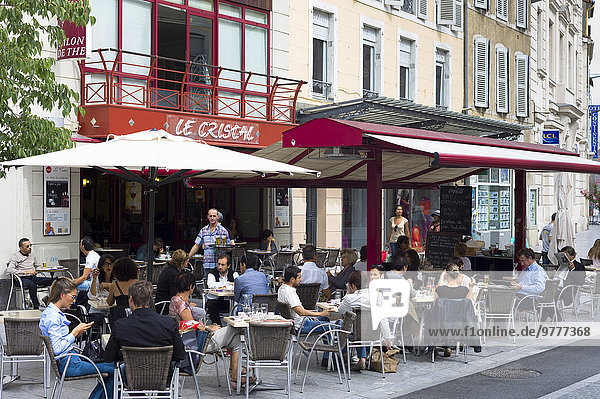 Frankreich Europa Cafe Bürgersteig Freske Mittagessen Pyrenäen