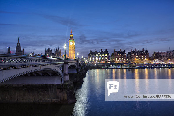 Westminster Bridge  Themse und die Houses of Parliament  London  England  Großbritannien  Europa