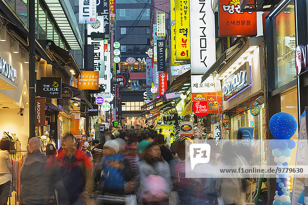 Neon lit streets of Myeong-dong  Seoul  South Korea  Asia