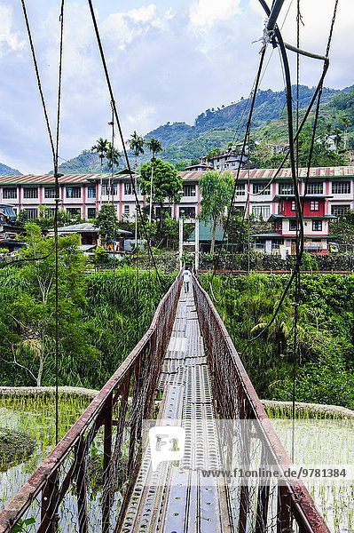 Huge hanging bridge in Banaue  Northern Luzon  Philippines  Southeast Asia  Asia