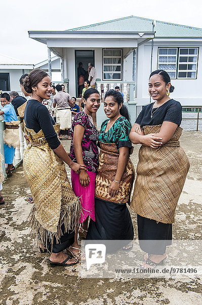 Traditional dressed Tongan women at a church service in Neiafu  Vavau  Vavau Islands  Tonga  South Pacific  Pacific