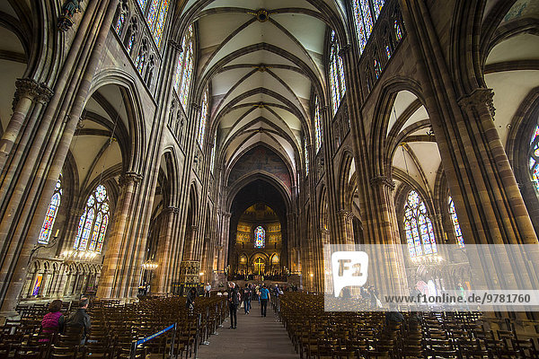 Interior view  Strasbourg Cathedral  UNESCO World Heritage Site  Strasbourg  Alsace  France  Europe