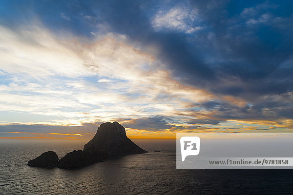 Sunset  Es Vedra and Vedranell  Ibiza  Balearic Islands  Spain  Mediterranean  Europe
