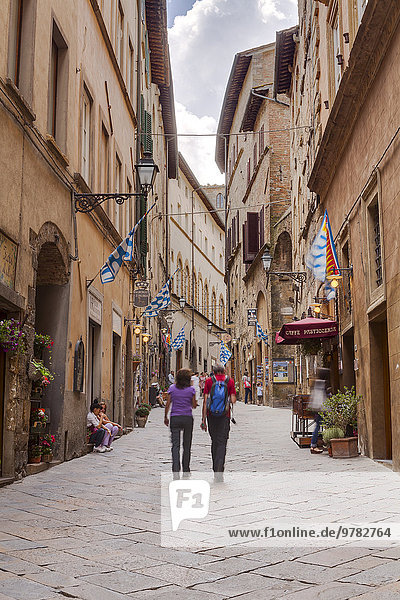 The narrow streets of Volterra  Tuscany  Italy  Europe