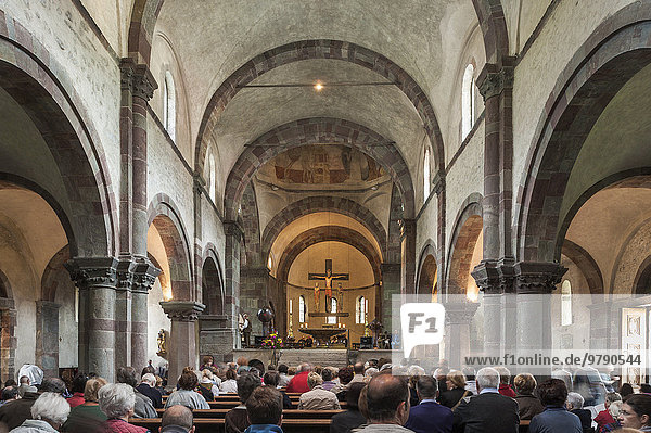 Collegiate Church  interior view  Romanesque basilica  12th century  Innichen  San Candido  South Tyrol  Italy  Europe