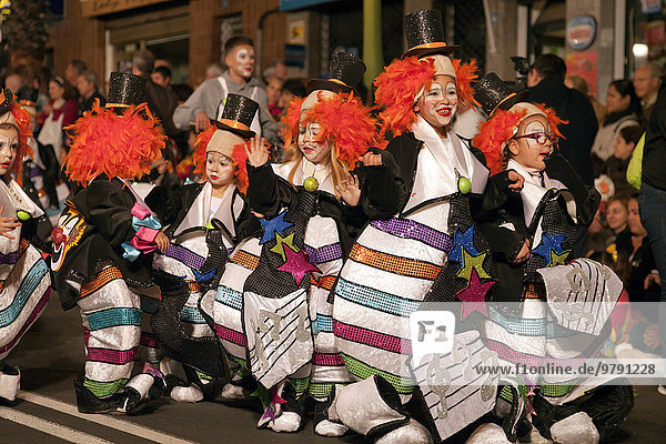 Children in imaginative costumes at the carnival  Santa Cruz de Tenerife  Tenerife  Canary Islands  Spain  Europe